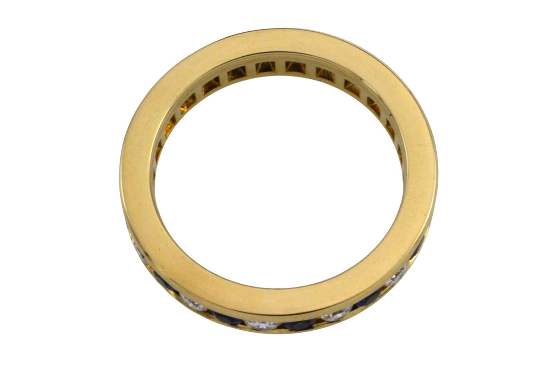 Sapphire and diamond eternity band in 18 carat gold-Vintage Rings-The Antique Ring Shop