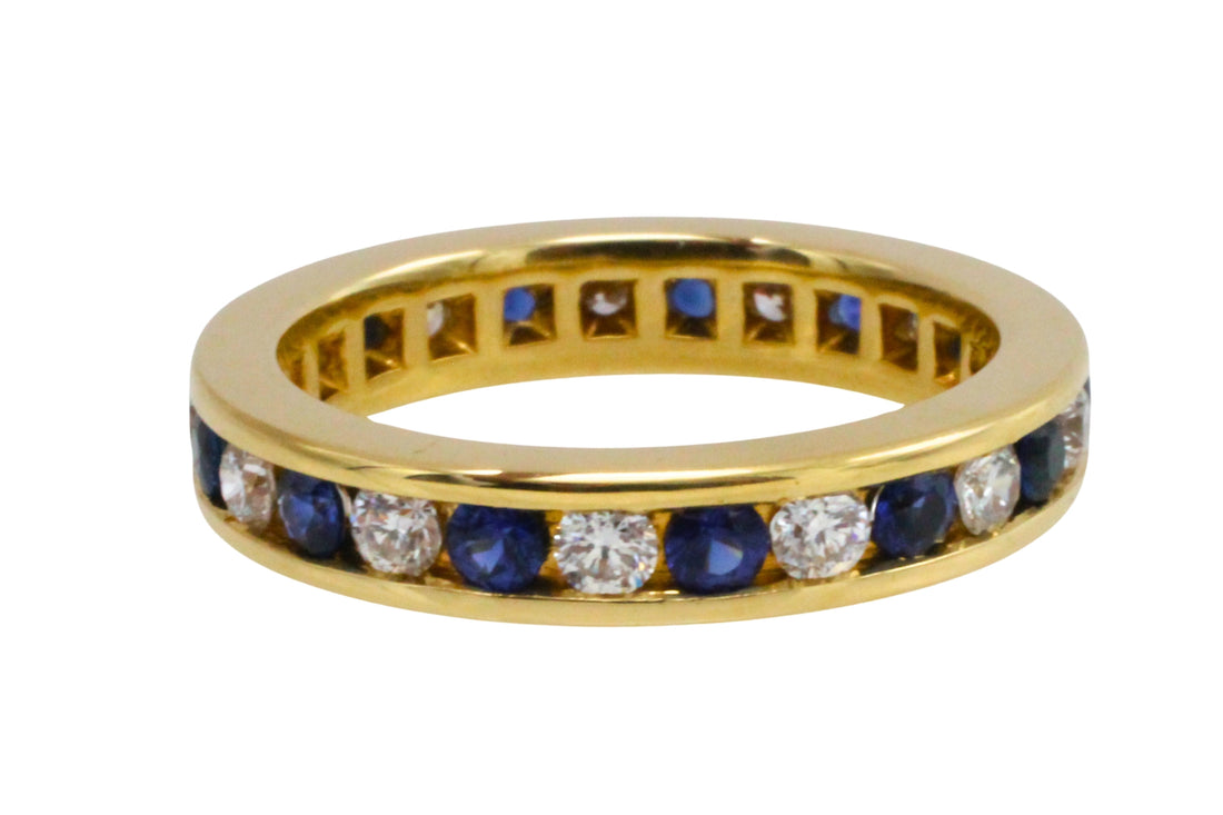Sapphire and diamond eternity band in 18 carat gold-Vintage Rings-The Antique Ring Shop