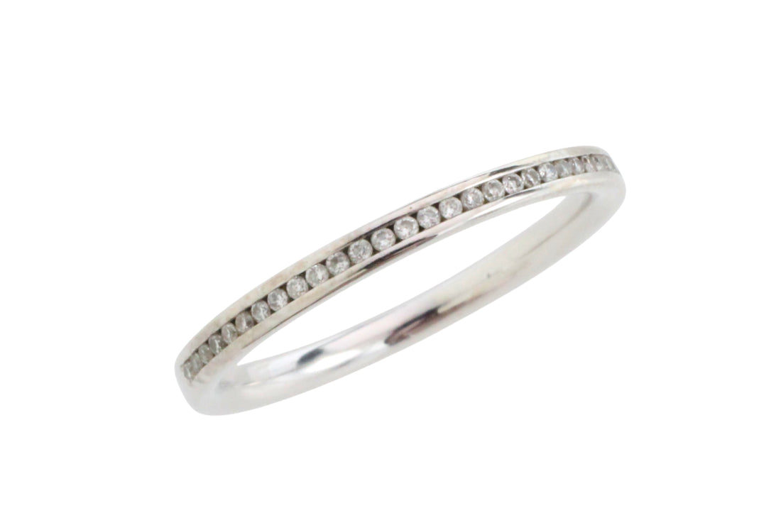 18 carat gold half eternity band with diamonds-wedding rings-The Antique Ring Shop