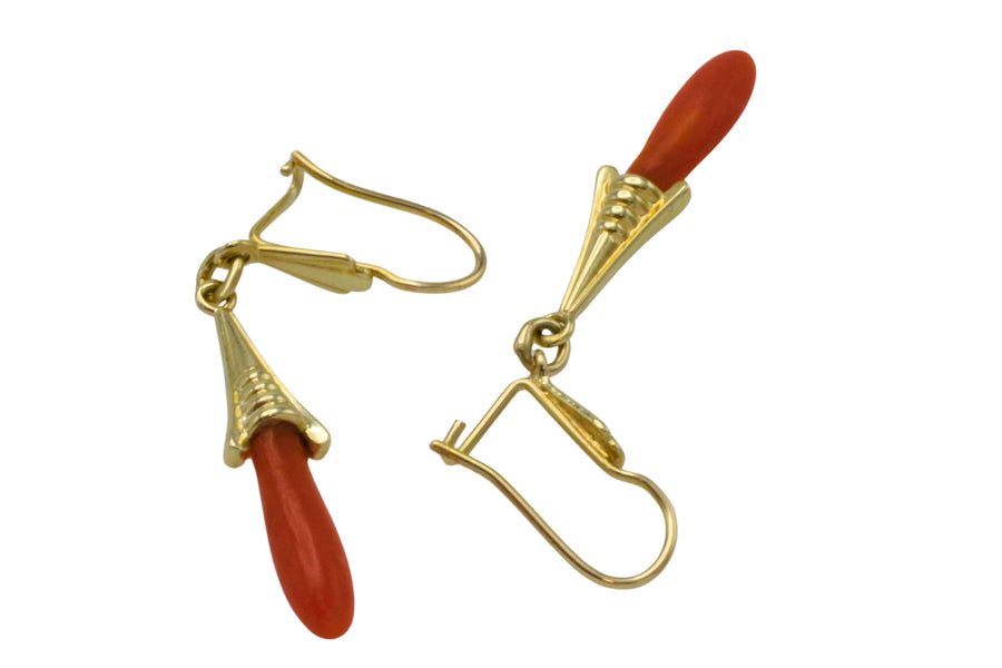 Vinateg 14 carat gold pendant earrings-Earrings-The Antique Ring Shop