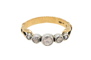 Rose diamond ring in silver and gold-Vintage Rings-The Antique Ring Shop