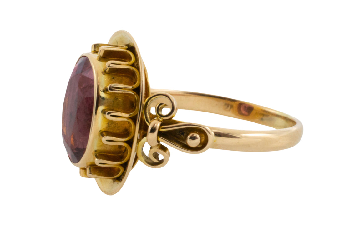 Vintage pink tourmaline ring in 14 carat gold-Vintage Rings-The Antique Ring Shop
