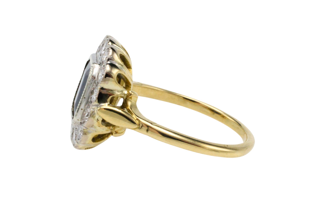 Vintage sapphire and diamond ring in 18 carat gold-Rings-The Antique Ring Shop