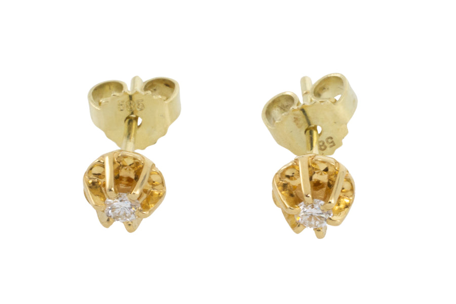 Vintage diamond studs in 14 carat gold-Earrings-The Antique Ring Shop