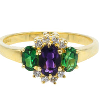 Tsavorite garnet, amethyst and diamond ring-Vintage Rings-The Antique Ring Shop