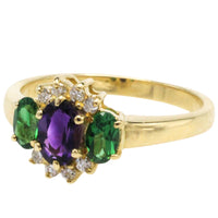 Tsavorite garnet, amethyst and diamond ring-Vintage Rings-The Antique Ring Shop