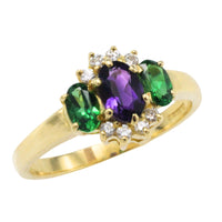 Tsavorite garnet, amethyst and diamond ring-Vintage Rings-The Antique Ring Shop