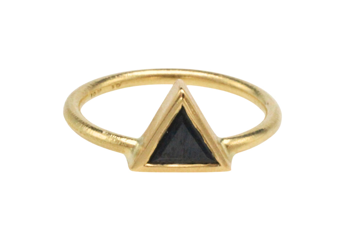 Black diamond ring in 18 carat gold-Vintage Rings-The Antique Ring Shop