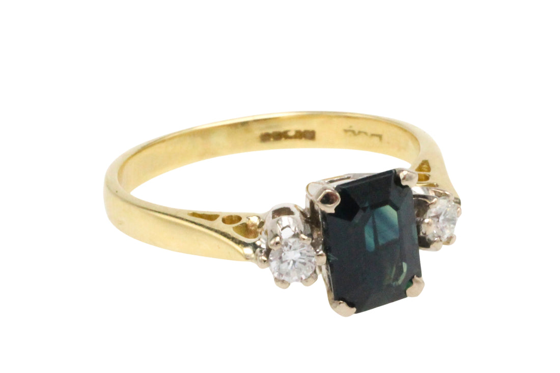 Vintage sapphire and diamond ring-Vintage Rings-The Antique Ring Shop