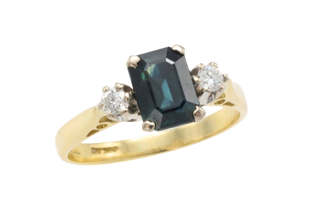 Vintage sapphire and diamond ring-Vintage Rings-The Antique Ring Shop