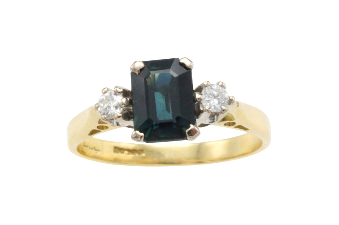 Vintage sapphire and diamond ring-Vintage Rings-The Antique Ring Shop