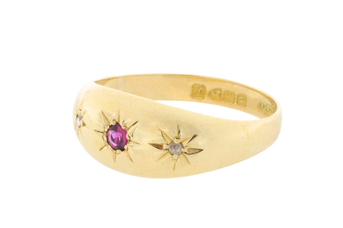 Ruby and diamond gypsy ring from 1919-Antique rings-The Antique Ring Shop