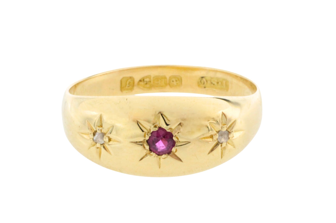 Ruby and diamond gypsy ring from 1919-Antique rings-The Antique Ring Shop