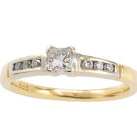 Princess and brilliant cut diamond ring-engagement rings-The Antique Ring Shop