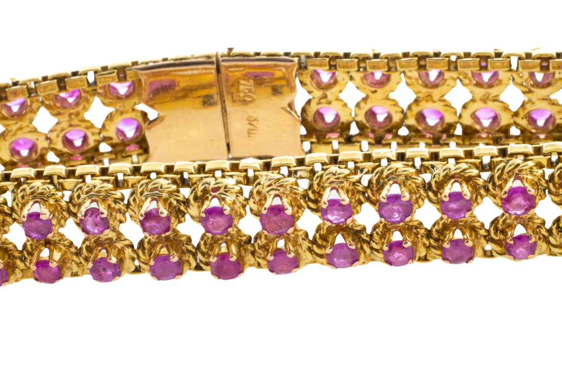 Ruby bracelet in 18 carat gold-Bracelets-The Antique Ring Shop