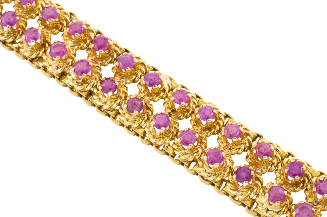 Ruby bracelet in 18 carat gold-Bracelets-The Antique Ring Shop