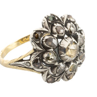 Rose diamond cluster ring in silver and 14 carat gold-Antique rings-The Antique Ring Shop