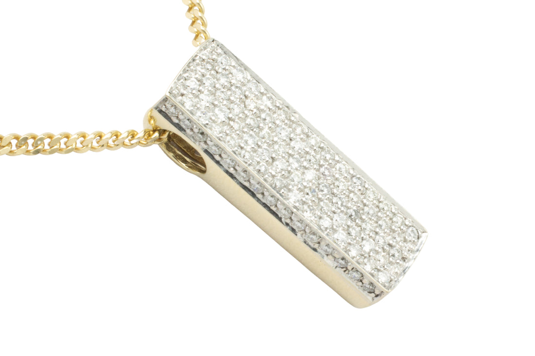 14 carat gold pendant pave set with diamonds-Pendants-The Antique Ring Shop