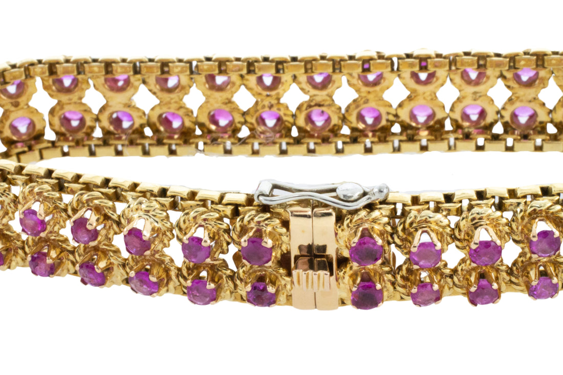 Ruby bracelet in 18 carat gold-Bracelets-The Antique Ring Shop