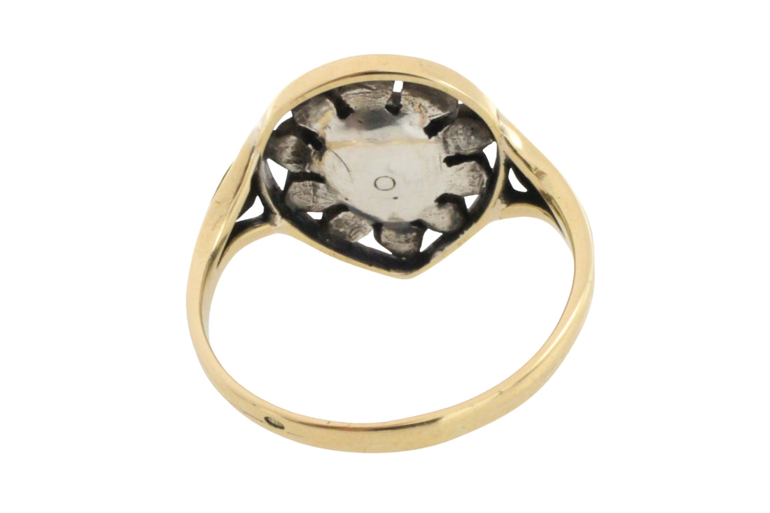 Antique rose diamond ring in silver and gold