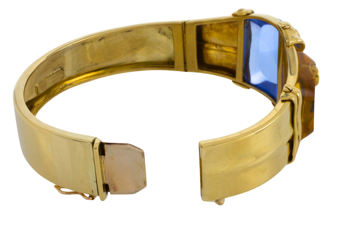 Vinateg 18 carat gold topaz, citrine and diamond bracelet-Bracelets-The Antique Ring Shop