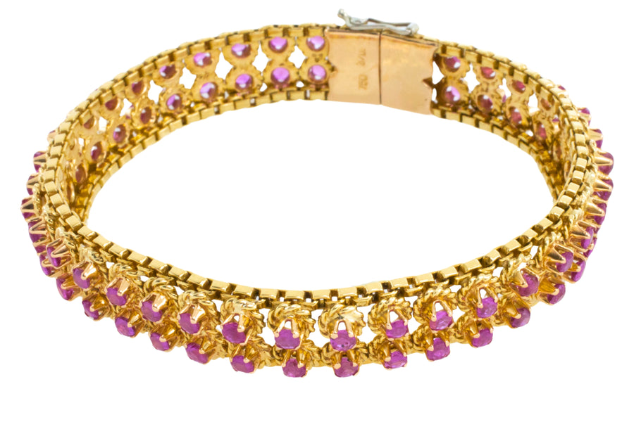 Ruby bracelet in 18 carat gold-Bracelets-The Antique Ring Shop