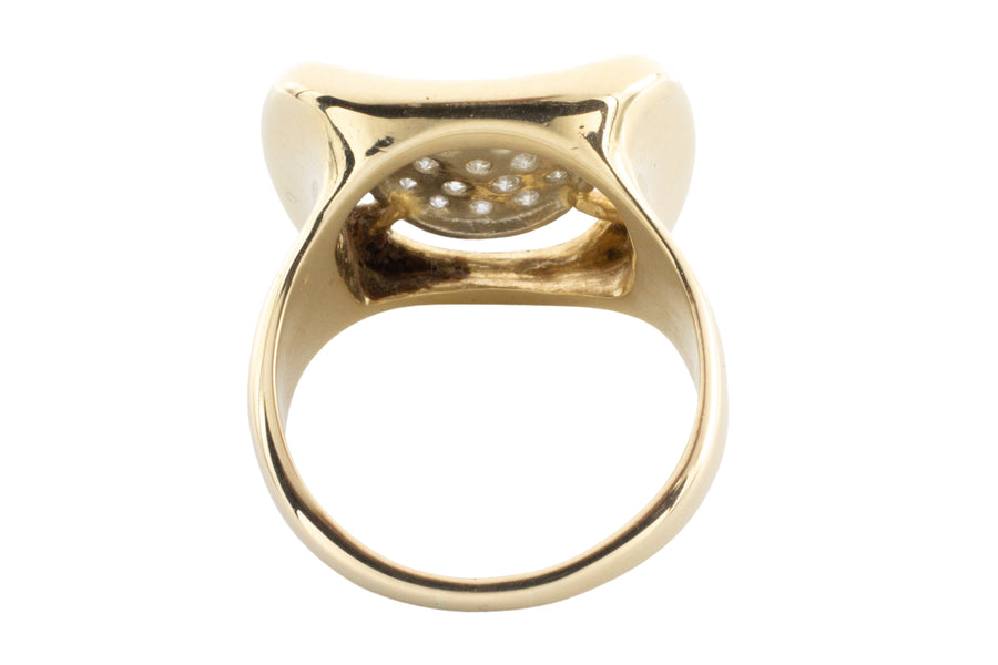 Diamond signet style ring with curved setting-vintage rings-The Antique Ring Shop