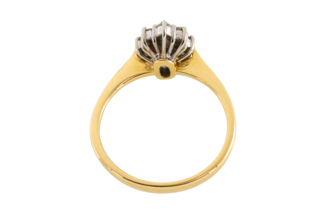 Vintage sapphire and diamond marquise ring-engagement rings-The Antique Ring Shop