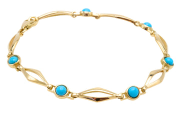 Turquise bracelet in 14 carat gold-Bracelets-The Antique Ring Shop