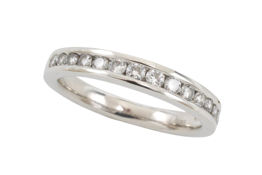 Platinum band with diamonds-engagement rings-The Antique Ring Shop