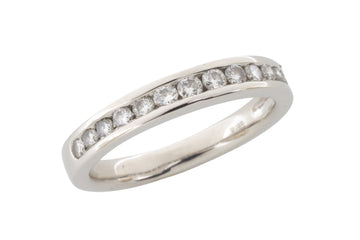 Platinum band with diamonds-engagement rings-The Antique Ring Shop