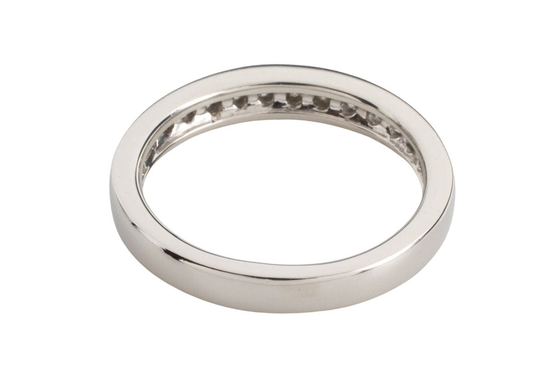 Platinum band with diamonds-engagement rings-The Antique Ring Shop