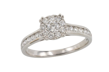 Platinum diamond cluster ring-engagement rings-The Antique Ring Shop