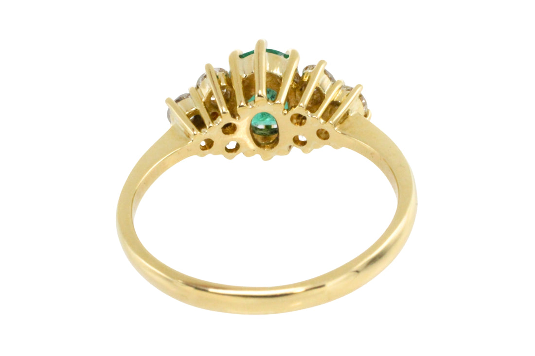 Emerald and diamond ring in 18 carat gold-engagement rings-The Antique Ring Shop