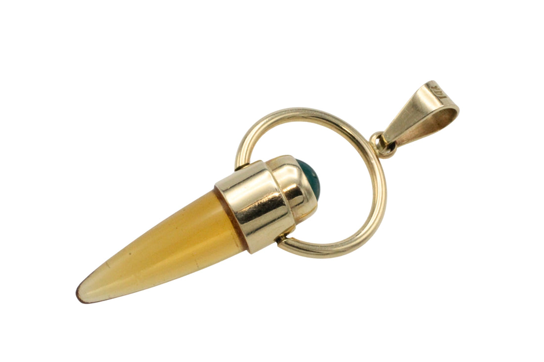 Citrine and chrysoberyl pendant in 14 carat gold-Pendants-The Antique Ring Shop