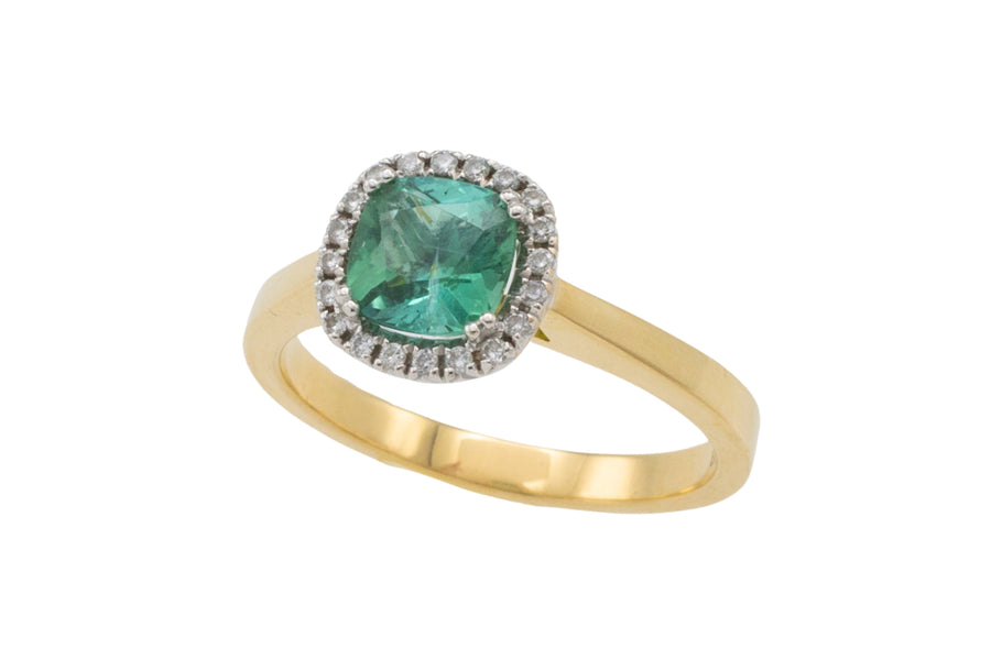 Emerald and diamond ring in 18 carat gold-engagement rings-The Antique Ring Shop