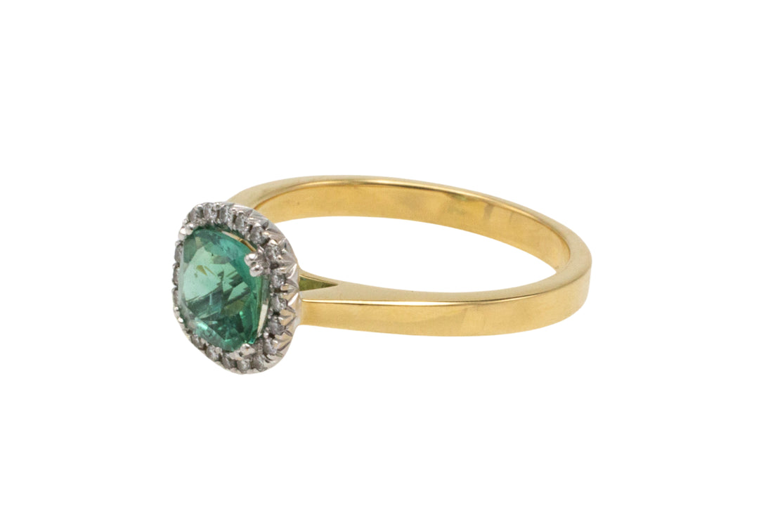 Emerald and diamond ring in 18 carat gold-engagement rings-The Antique Ring Shop