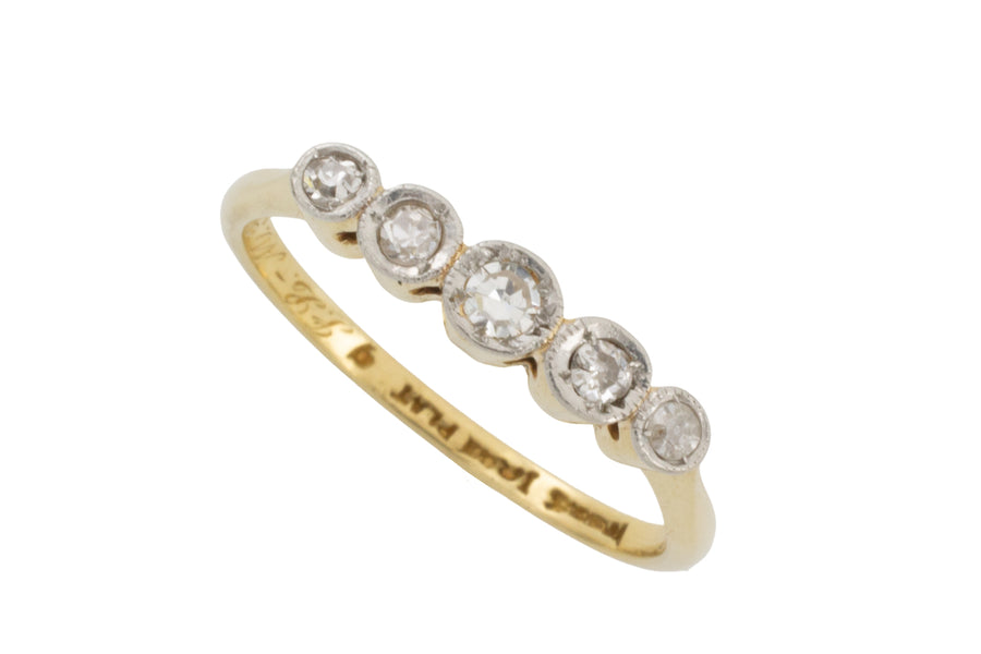 five stone diamond ring from 1926-vintage rings-The Antique Ring Shop