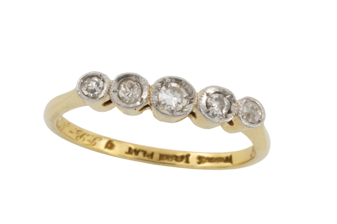 five stone diamond ring from 1926-vintage rings-The Antique Ring Shop