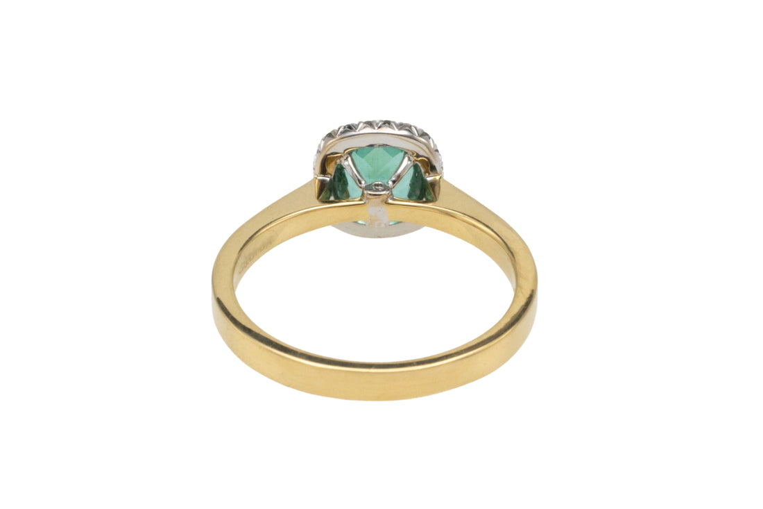 Emerald and diamond ring in 18 carat gold-engagement rings-The Antique Ring Shop