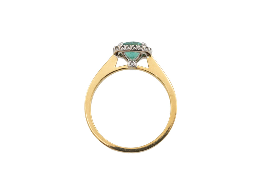Emerald and diamond ring in 18 carat gold-engagement rings-The Antique Ring Shop