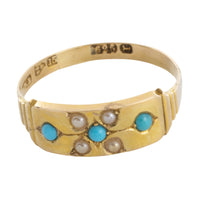 Victorian turquoise and pearl ring from 1880-Antique rings-The Antique Ring Shop