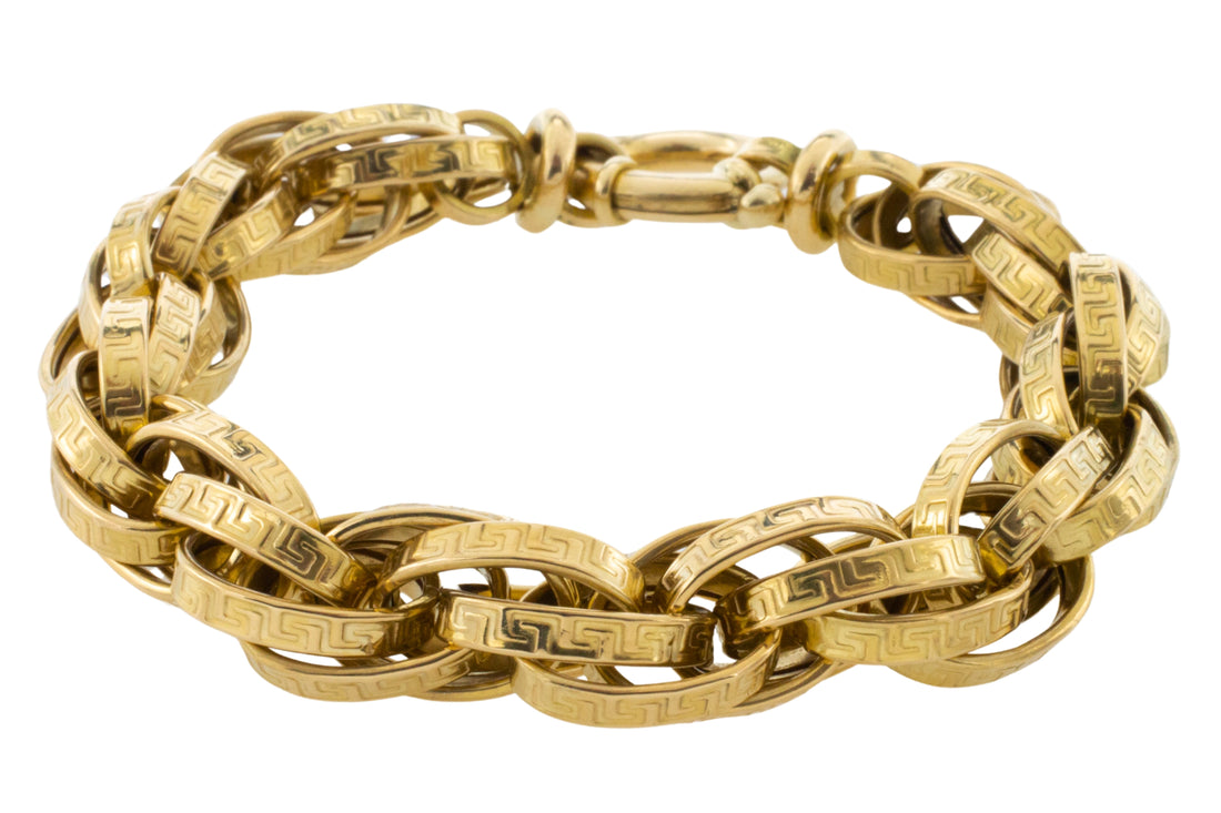 Triple link interlocking gold bracelet-Bracelets-The Antique Ring Shop