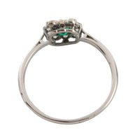 Art Deco platinum ring with emerald and diamonds-engagement rings-The Antique Ring Shop