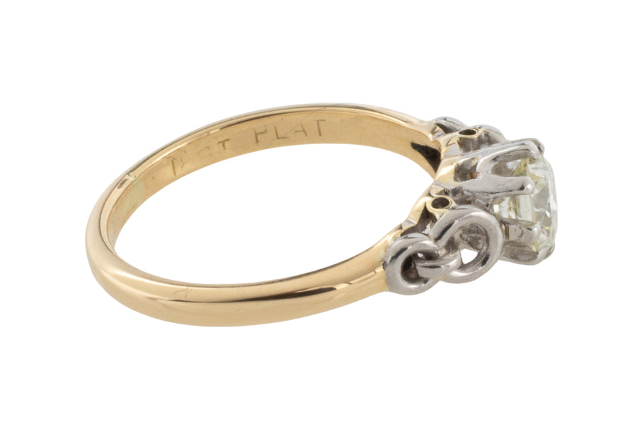 Diamond solitaire ring in platinum and gold-engagement rings-The Antique Ring Shop
