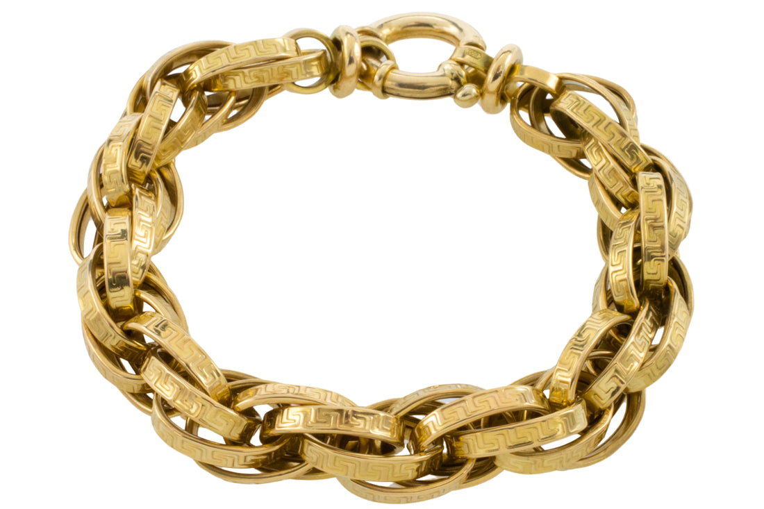 Triple link interlocking gold bracelet-Bracelets-The Antique Ring Shop