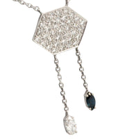 Vintage diamond and sapphire pendant in white gold-Pendants-The Antique Ring Shop