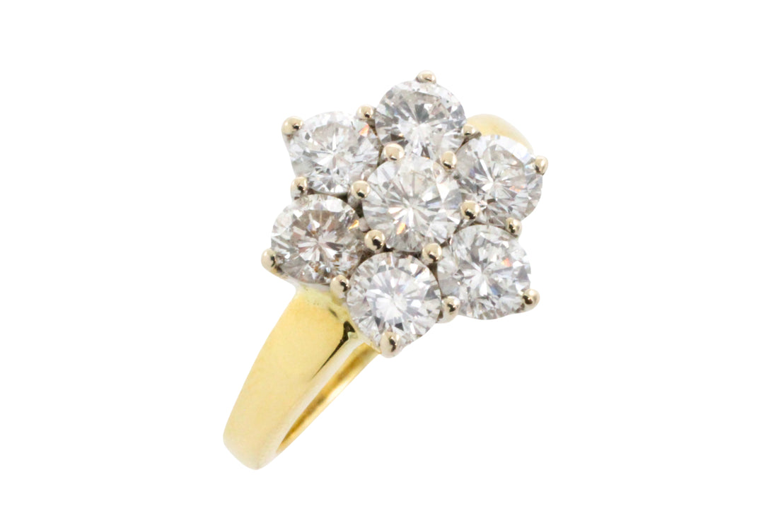 Vintage diamond cluster ring in 18 carat gold-engagement rings-The Antique Ring Shop