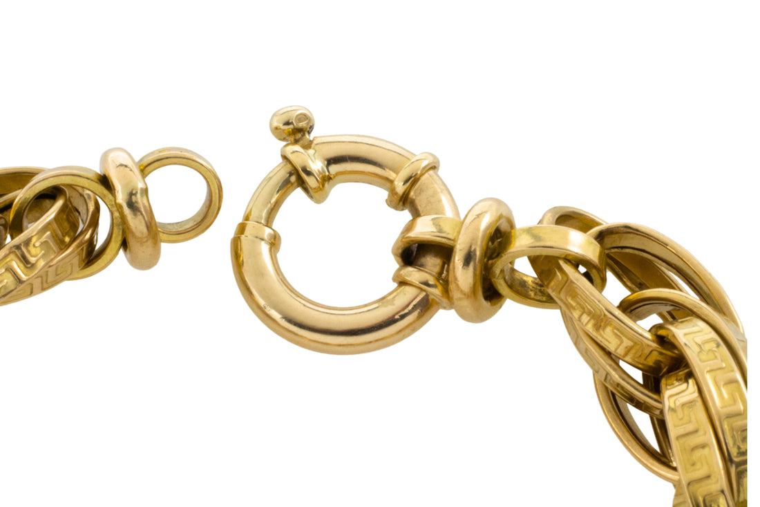 Triple link interlocking gold bracelet-Bracelets-The Antique Ring Shop
