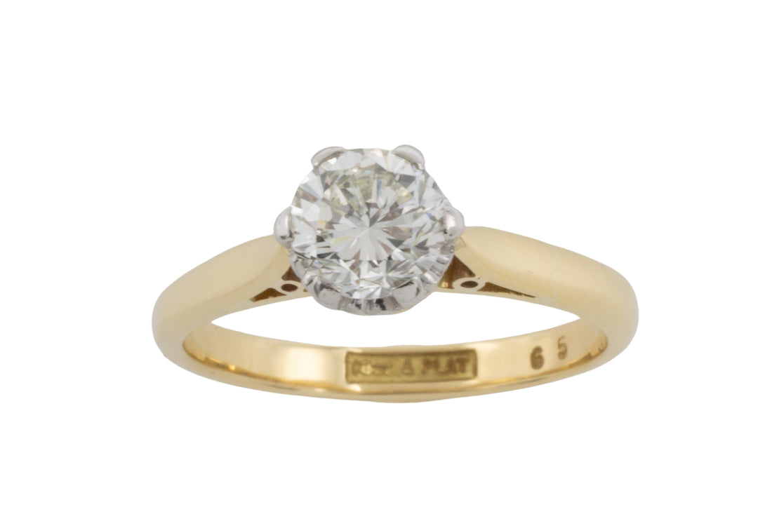 Vintage brilliant cut diamond solitaire ring-engagement rings-The Antique Ring Shop